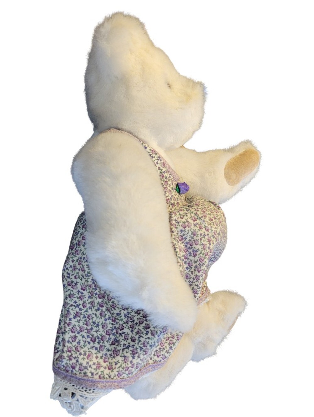 Vintage 1993 Vermont Teddy Bear Co. Pregnant Mommy-To-Be Bear Floral Dress Plush